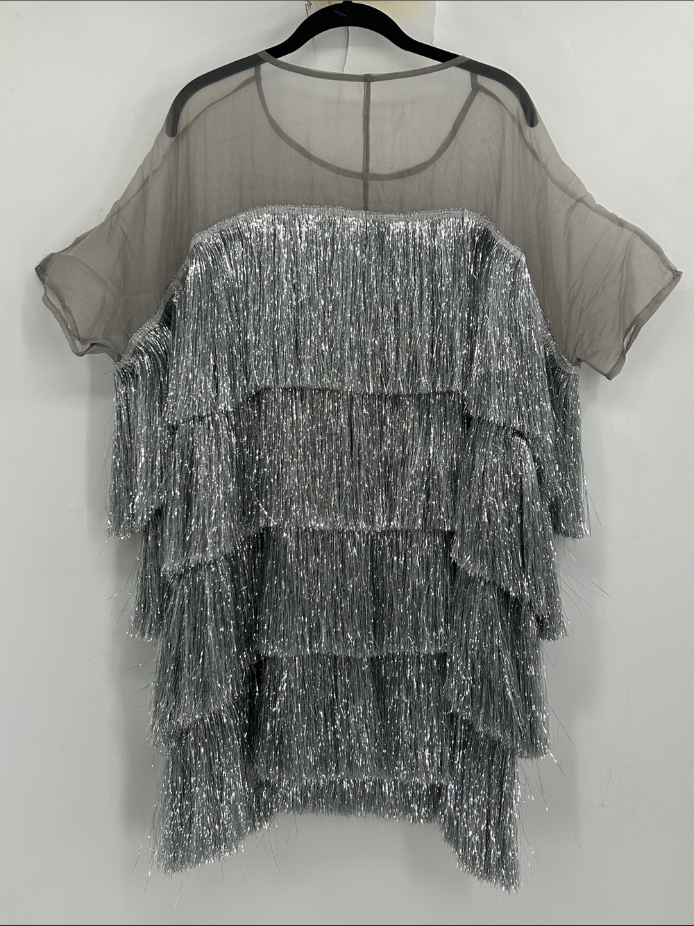 SHEIN Hauture Contrast Layered Metallic Fringe Mini Dress Size Medium NWT - Picture 5 of 5